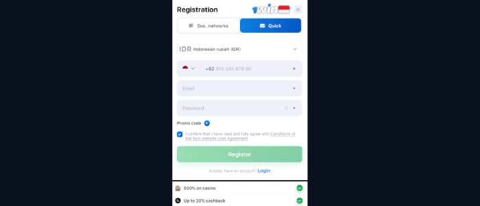 1win New User Registration